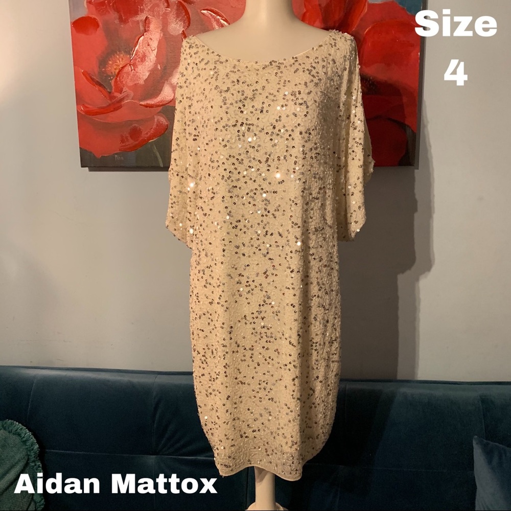 Aidan Mattox size 4 silk sequins dress